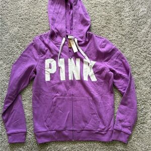 Victoria's Secret PINK Purple zip-up Hoodie with White Accents